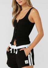 画像をギャラリービューアに読み込む, ローナ 102541 レトロ スナップボタン リブタンク BLACK