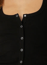 画像をギャラリービューアに読み込む, ローナ 102541 レトロ スナップボタン リブタンク BLACK