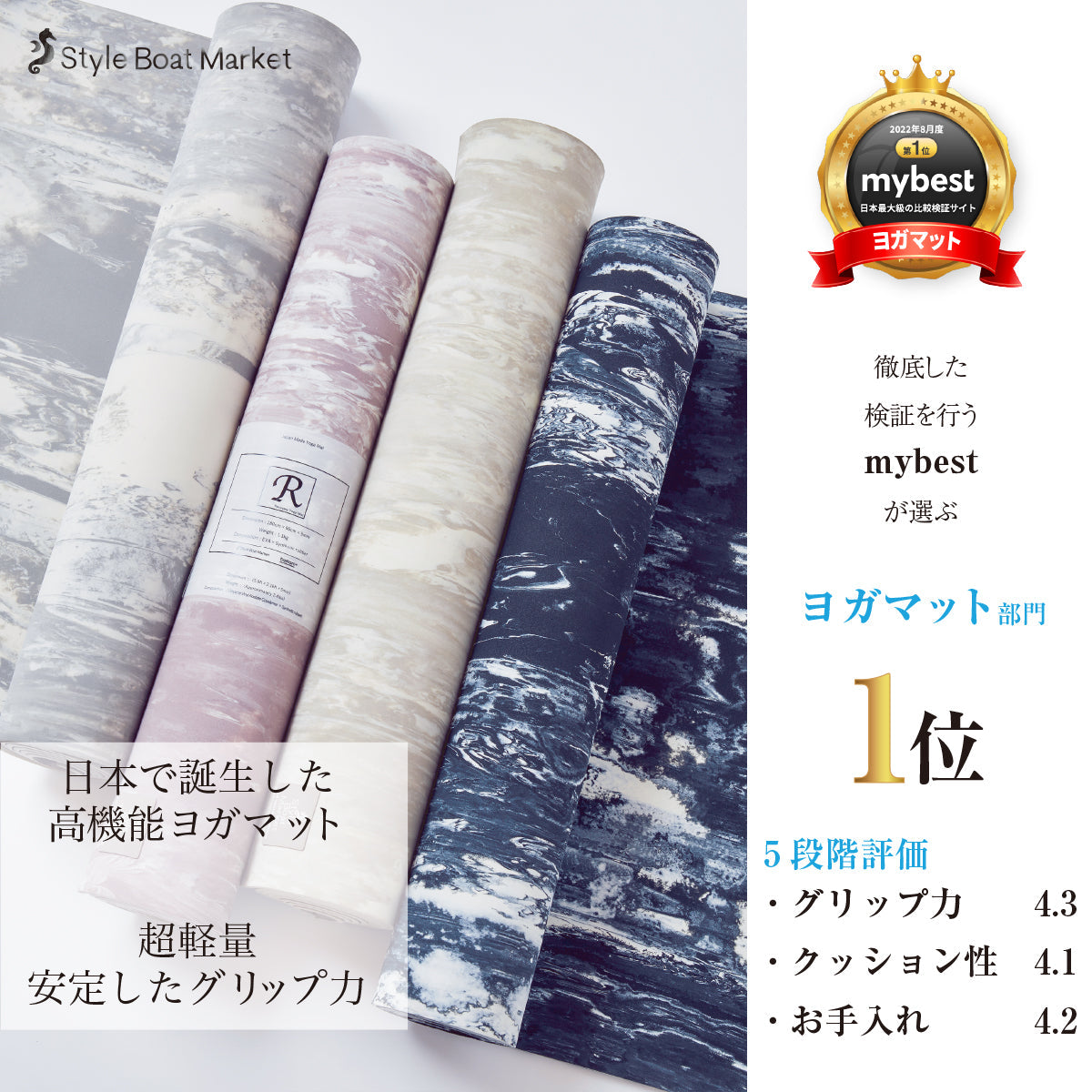 折りたたみリカバリーヨガマット3mm 日本製