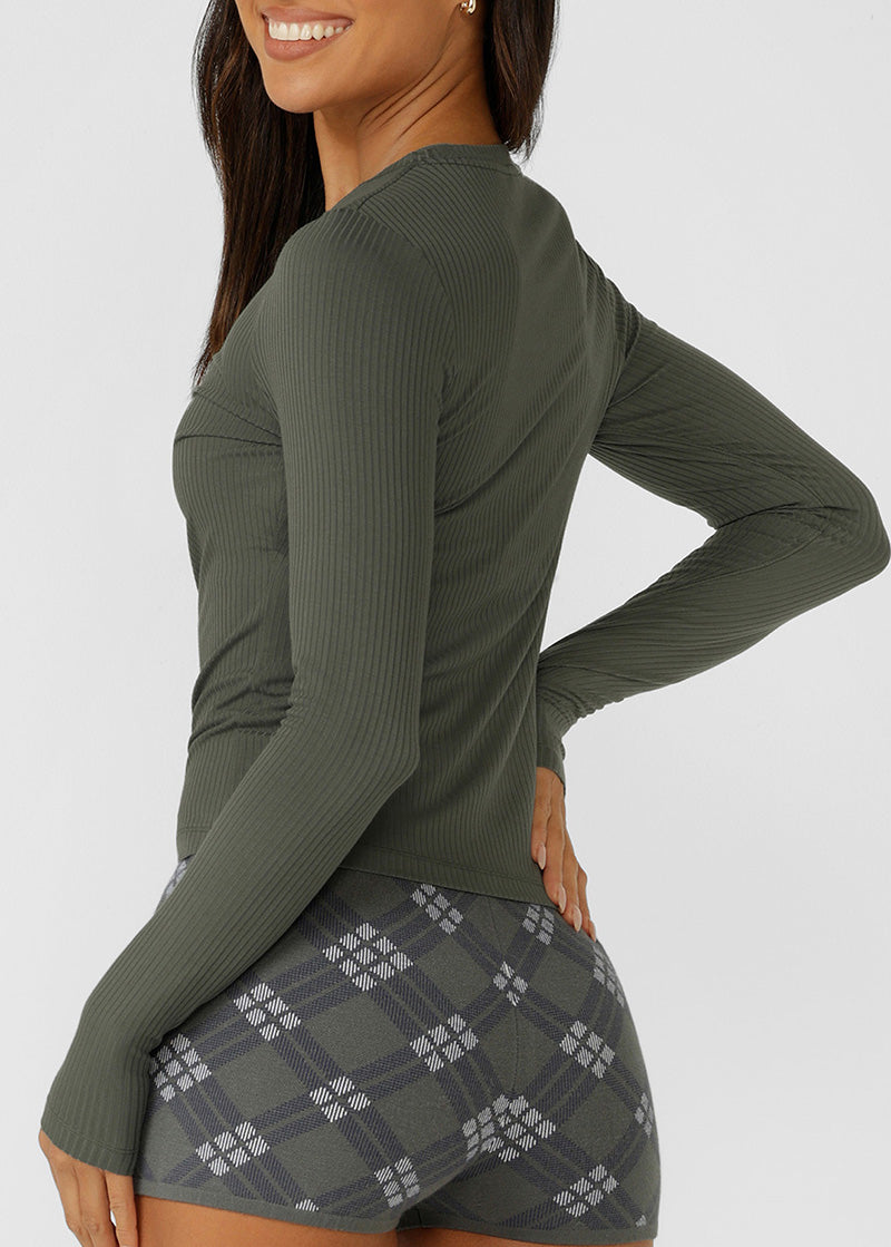 [NEW] ﾛｰﾅ 032656 ﾓｰｼｮﾝ ﾛﾝｸﾞｽﾘｰﾌﾞ ﾘﾌﾞﾄｯﾌﾟ AGAVE GREEN