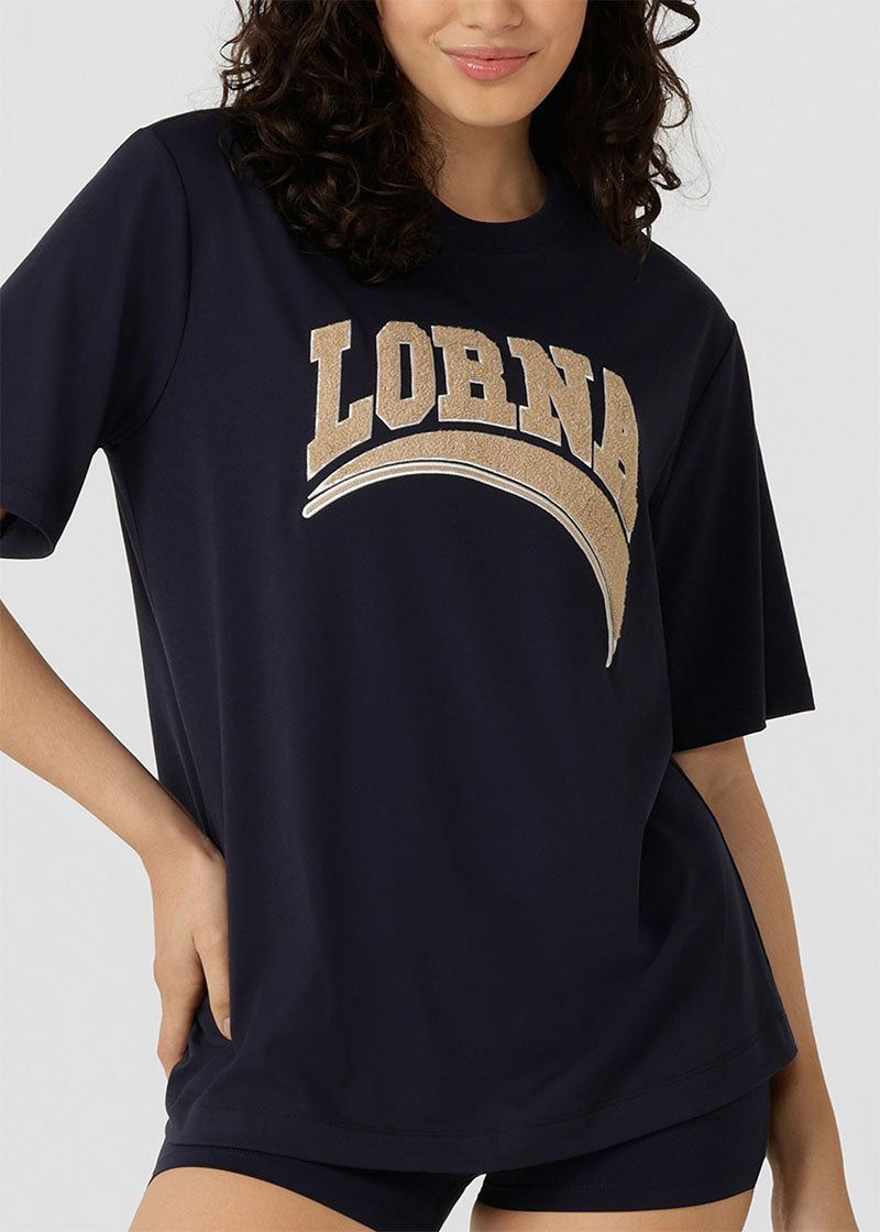 [NEW] ﾛｰﾅ  092436 ﾛｰﾅﾁｱﾘﾗｯｸｽﾄﾞTｼｬﾂ(FRENCH NAVY)