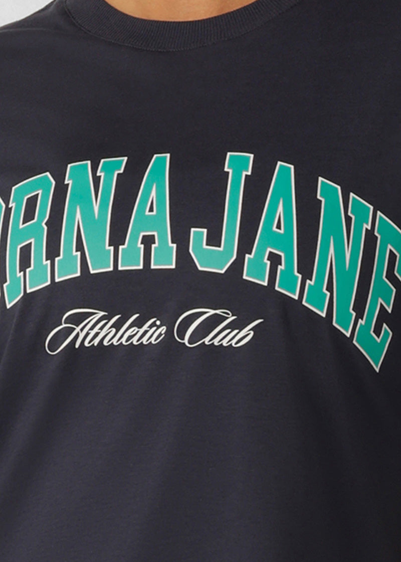 ﾗｽﾄ1点 ﾛｰﾅ 092550 ｵﾘｼﾞﾅﾙ ｽﾎﾟｰﾂ ﾘﾗｯｸｽﾄﾞTｼｬﾂ PLATINUM NAVY