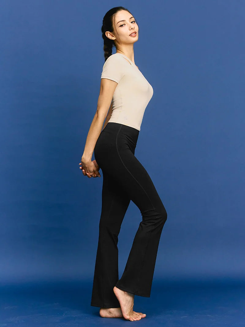 xexymix XELLA INTENTION XWFLG02H3　９分丈フレアレギンス 　BLACK