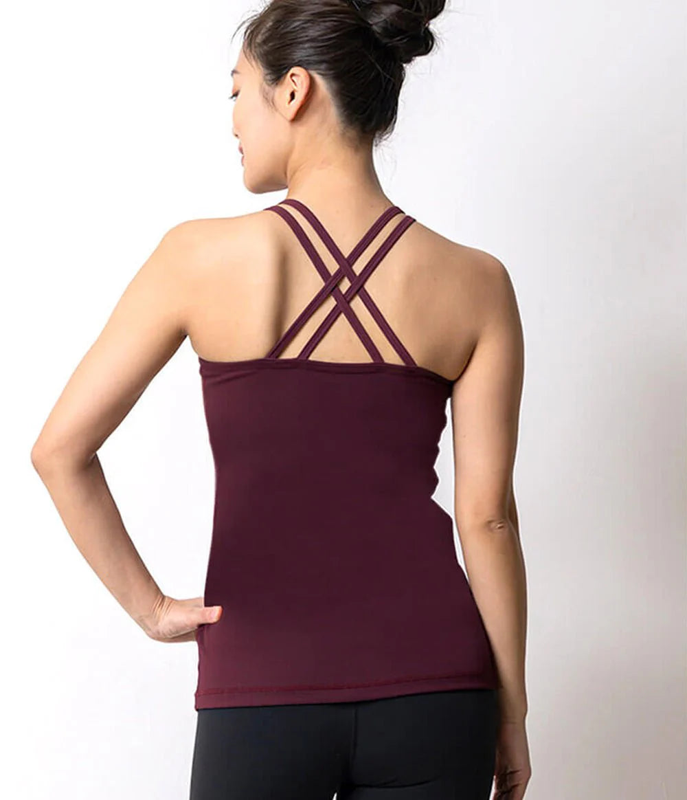 [Loopa] ルーパ カップ付き ダブルストラップ キャミソール  ﾜｲﾝﾚｯﾄﾞ