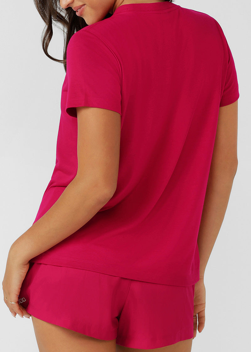 [NEW]ﾛｰﾅ LB0380 ﾛｰﾀｽ Tｼｬﾂ RASPBERRY
